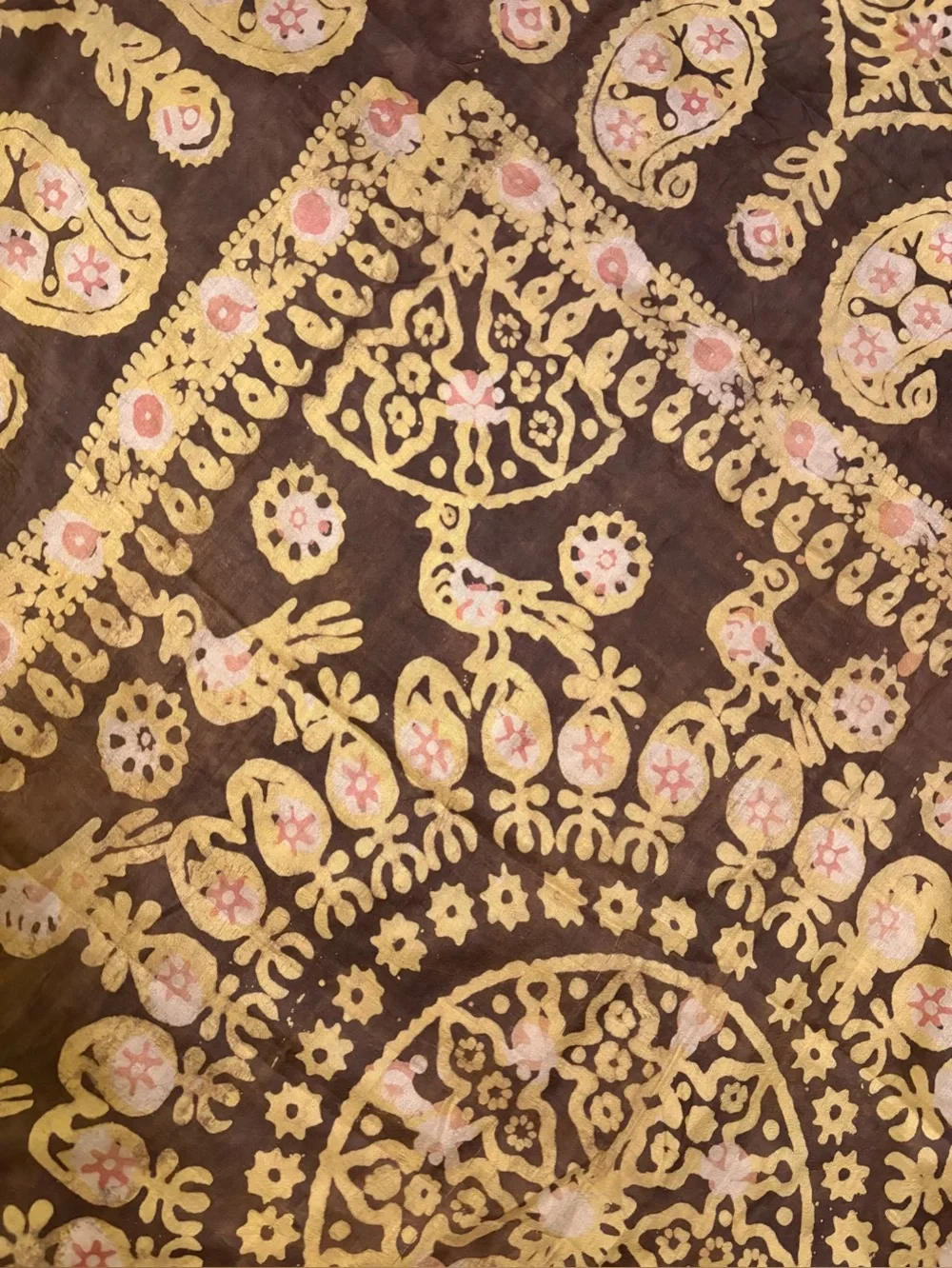 Indian block print (Kalamkari design) scarf wrap 60x60